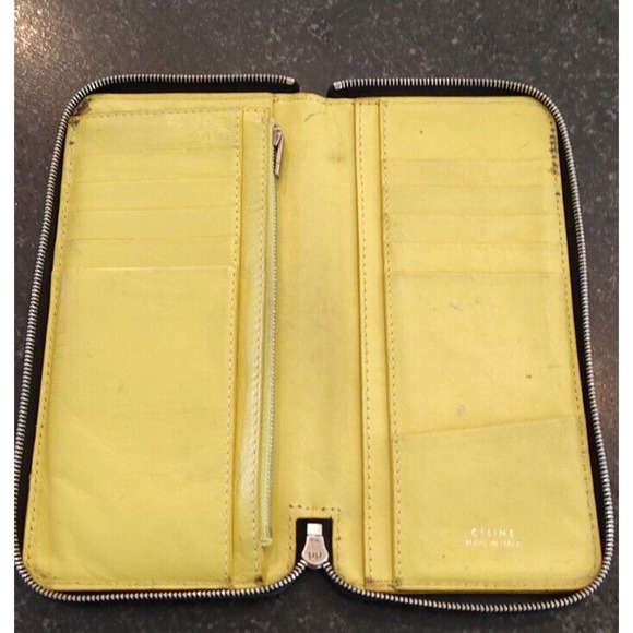 Céline Calfskin Long Zipper Wallet-Black And Yellow-used-*See Photos* CoA - Picture 6 of 16